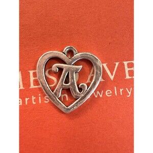 James Avery Sterling Silver Heart Script Initial "A" Charm / Pendant